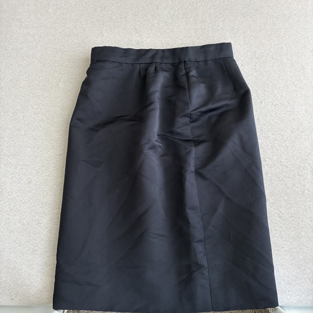 André Laug Neiman Marcus Navy Silk Fully Lined Midi Skirt Size 14 Made in Italy